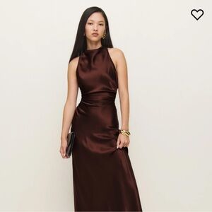 NWT Reformation Casette Midi Silk Dress - Size 4 - Mahogany